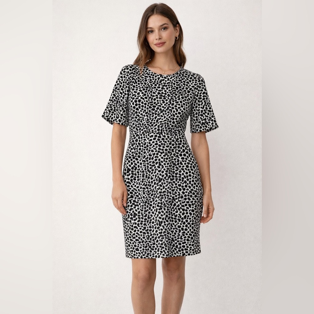 Talbots Monochrome Patterned Midi Dress